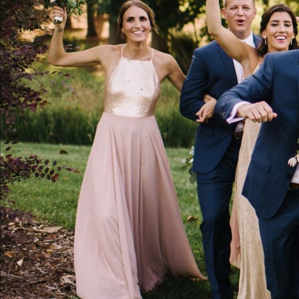 Blush & gold bridesmaids dress